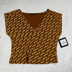 NWT Marithé + François Girbaud All-Over Logo Brown Top – Y2K Designer Monogram
